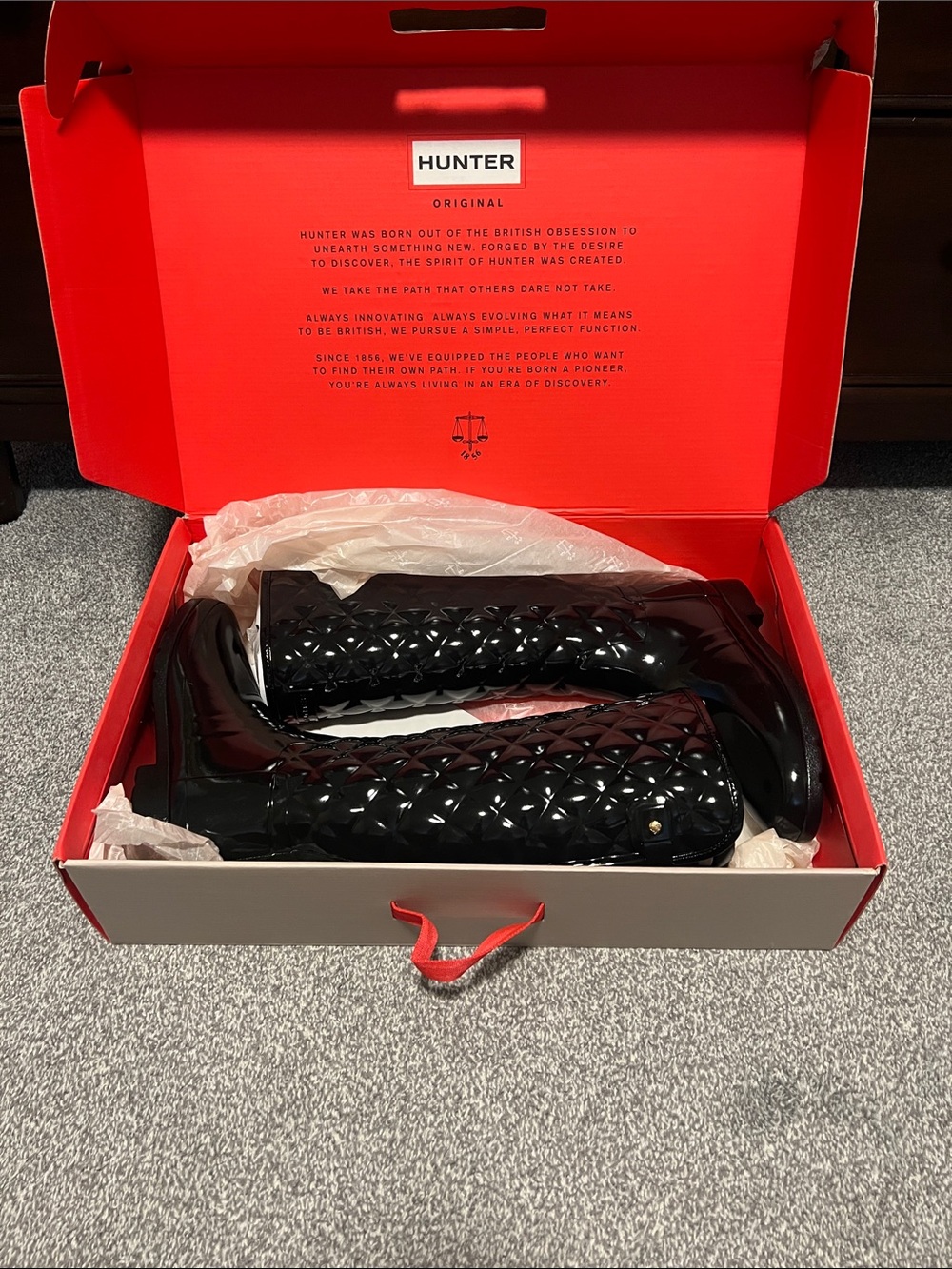 Hunter Black Quilted Gloss Rain Boots